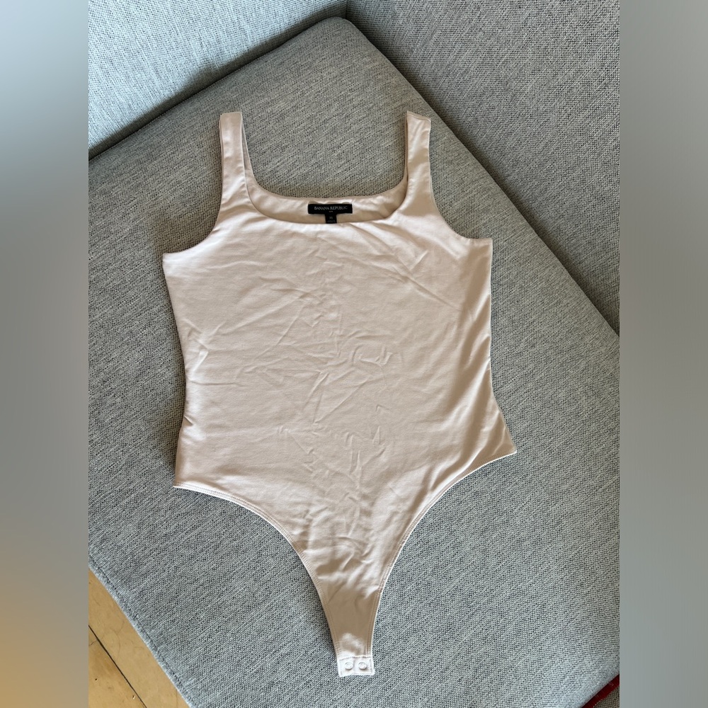 Banana Republic Square Neck Beige Thong Bodysuit